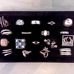 Sterling silver rings lot, 18